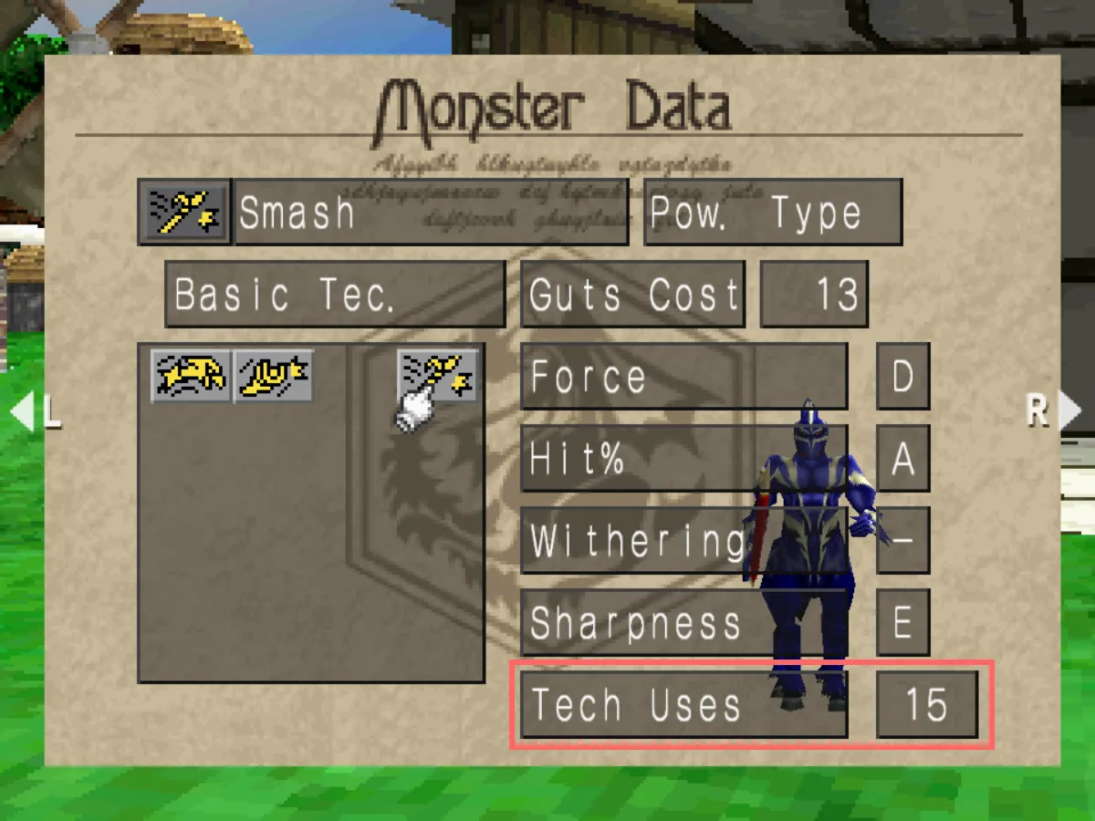 Monster Rancher Mods - Additional Monster Info: Tech Uses for learning Tech Chains