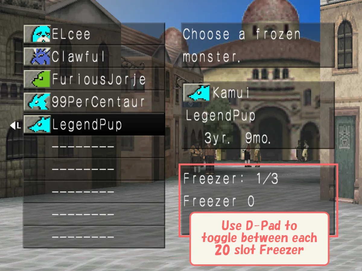 Monster Rancher Mods - Infinite Freezer. Have as many 20 slot freezers as you want.