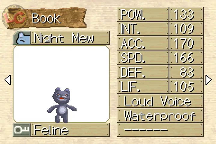Night Mew  is a Mew with a sub of Zan in MRA1