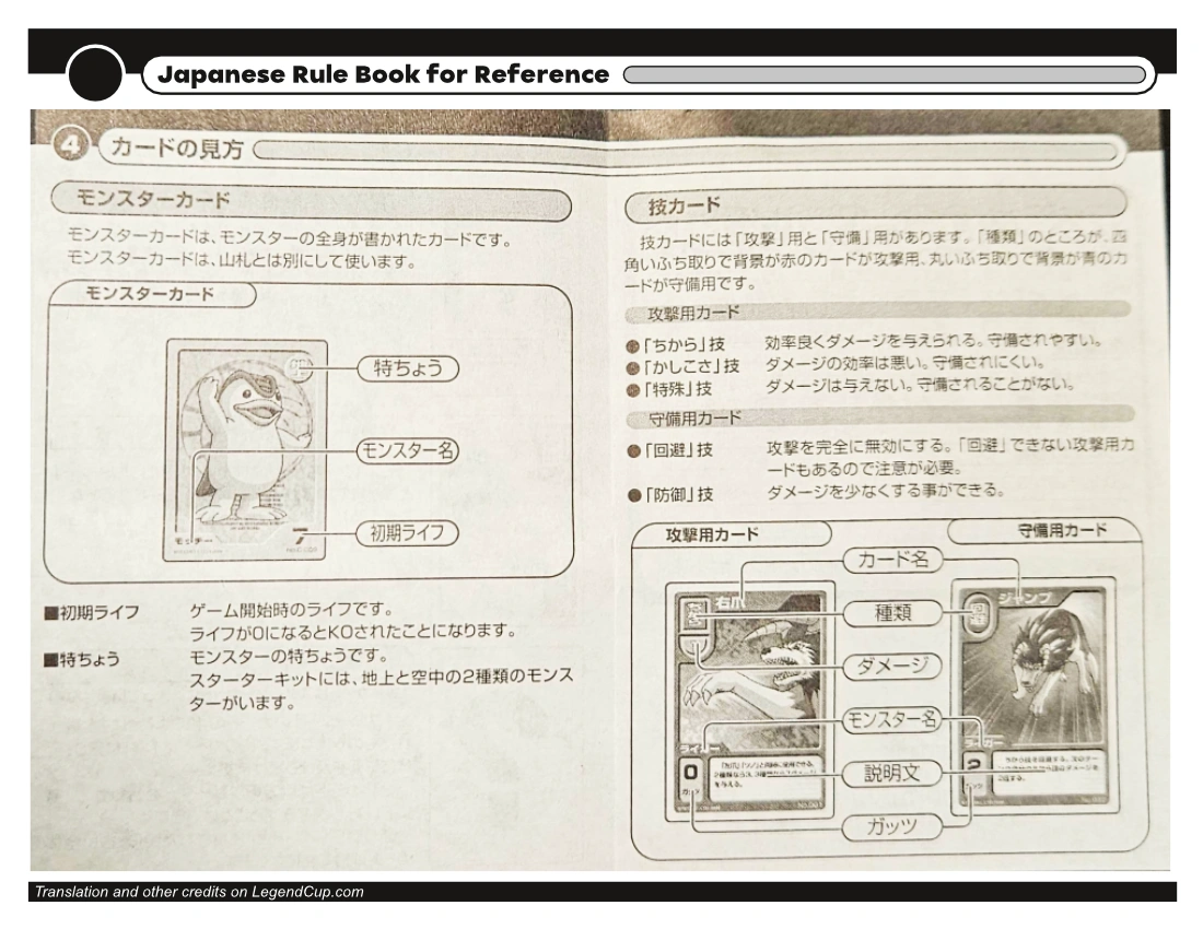Rule Book page 1 Monster Farm Battle Card