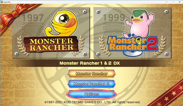 Launcher Window with Options button