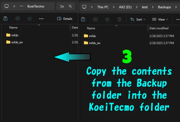 Monster Rancher DX Restor: Copy the contents of the backup folder into the KT folder