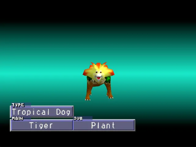 Tiger/Plant (Tropical Dog) Monster Rancher 2 Tiger
