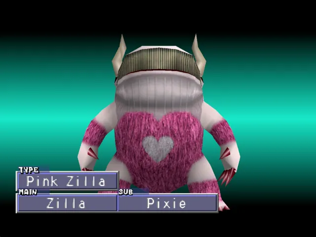 Zilla/Pixie (Pink Zilla) Monster Rancher 2 Zilla