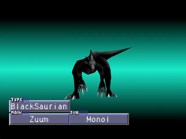 Zuum/Monol (BlackSaurian) Monster Rancher 2 Zuum