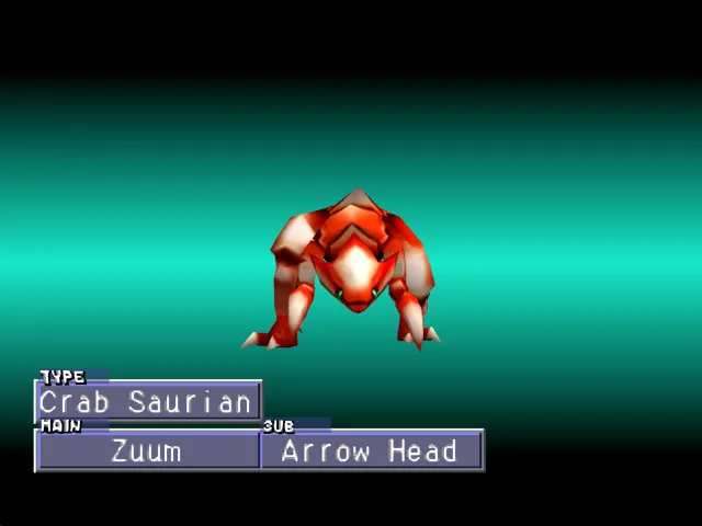 Zuum/Arrow Head (Crab Saurian) Monster Rancher 2 Zuum